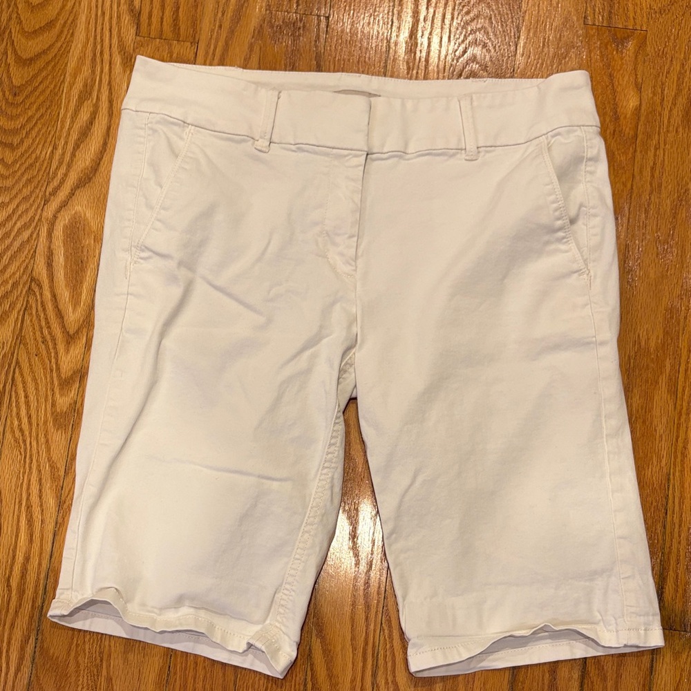 LOFT White Bermuda Shorts — Classic Stretch Chino